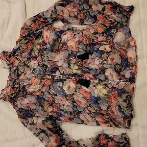 Anthropologie sheer floral blouse with camisole, NWOT